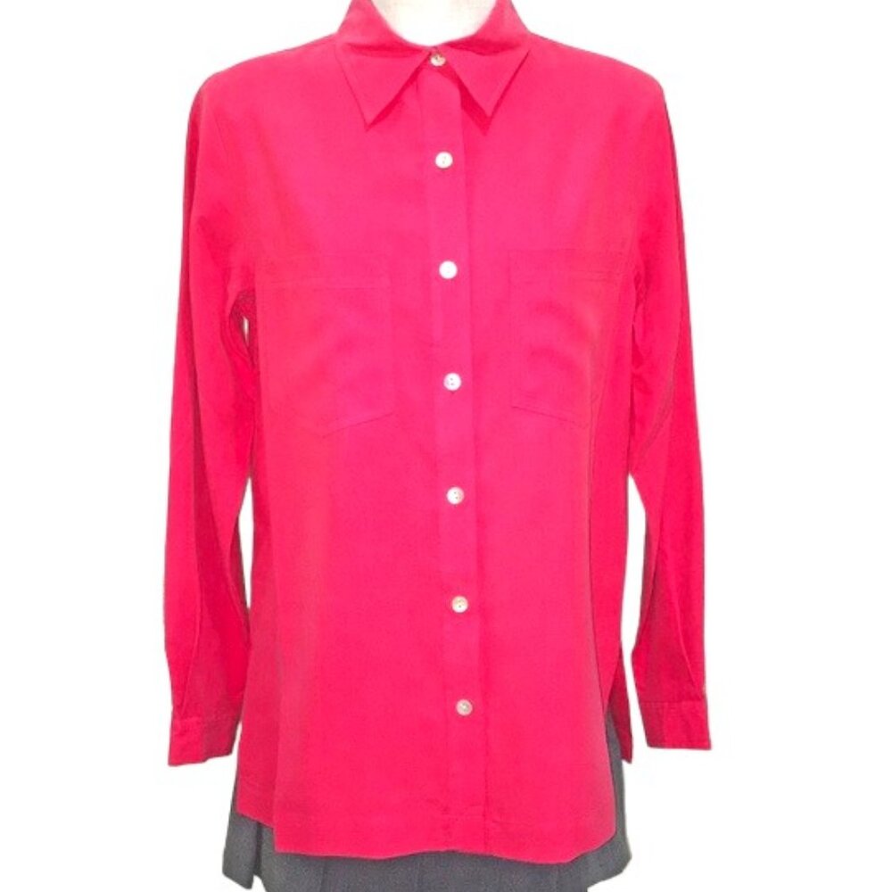 LizDem Liz Claiborne Rose Red 100% Silk Blouse